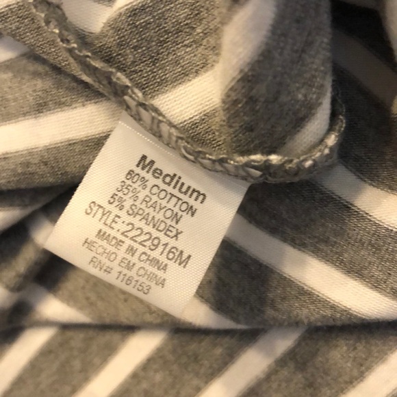 NWT Thyme & Honey Gray Striped Bell Sleeve Dress - Picture 13 of 14